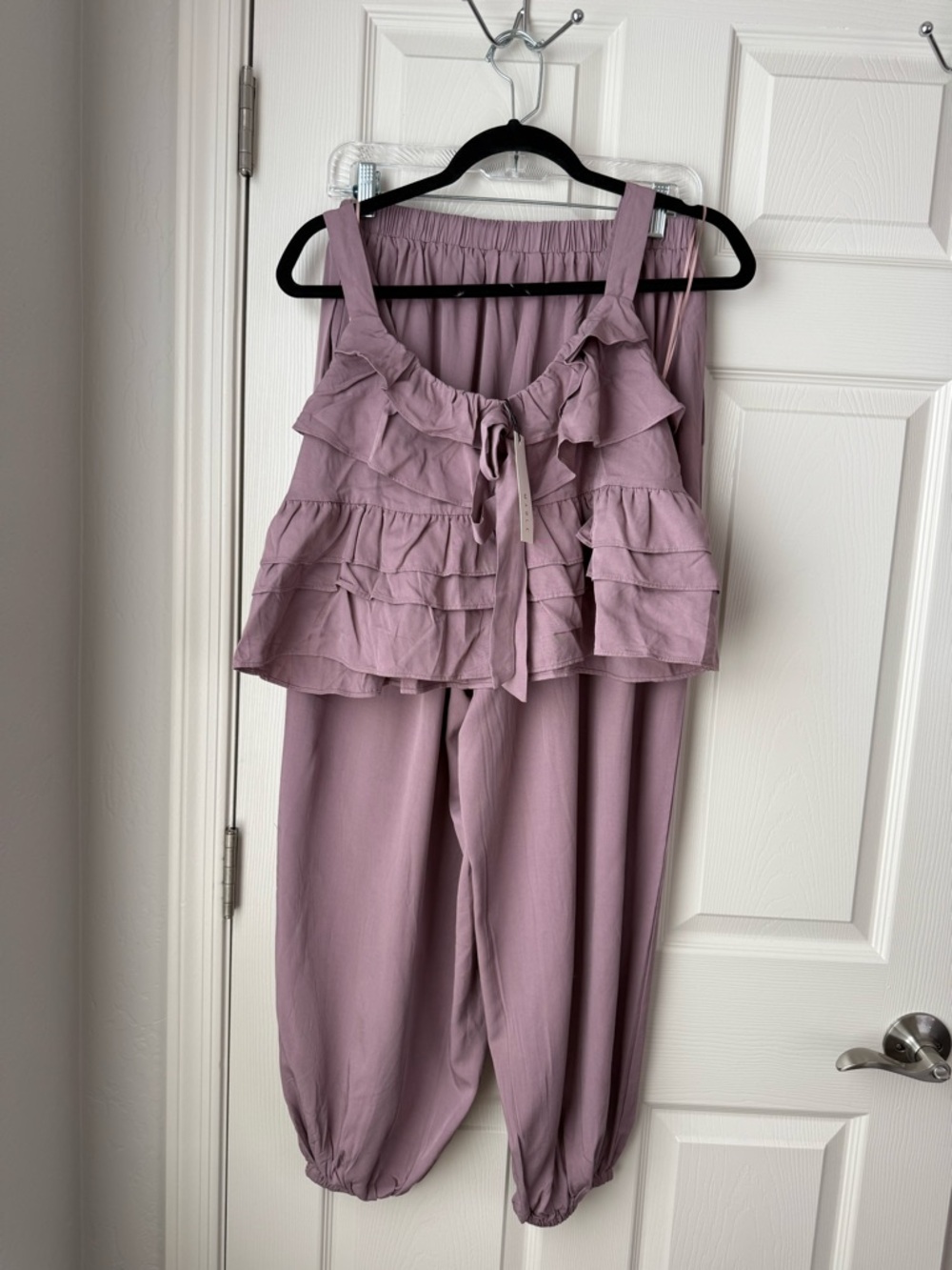 MABLE Ruffled Tank and pant 2 piece set in Mauve Rose